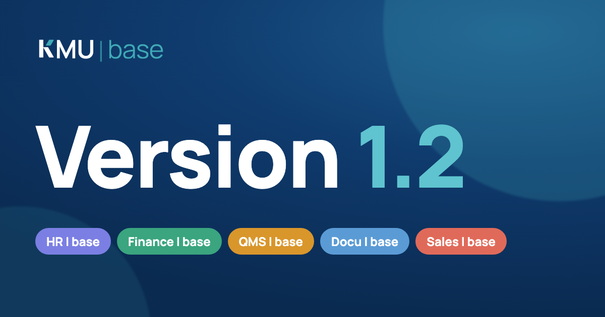 Versione 1.2 di KMU | base con le app HR, Finance, QMS, Docu e Sales